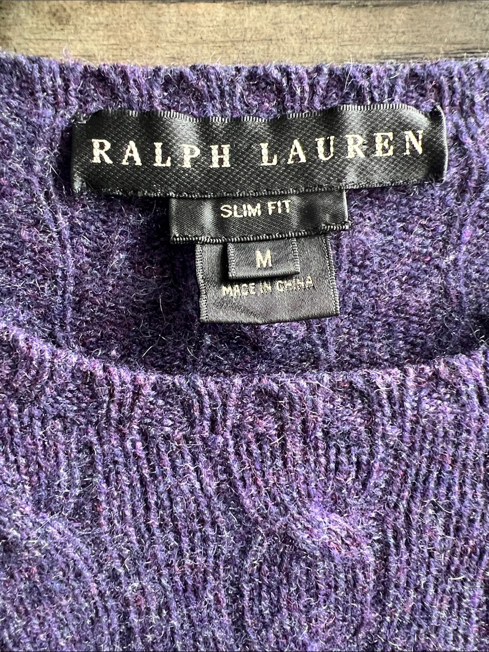 Ralph Lauren Women's M Cashmere Cable Knit Slim Fit Sweater Purple
